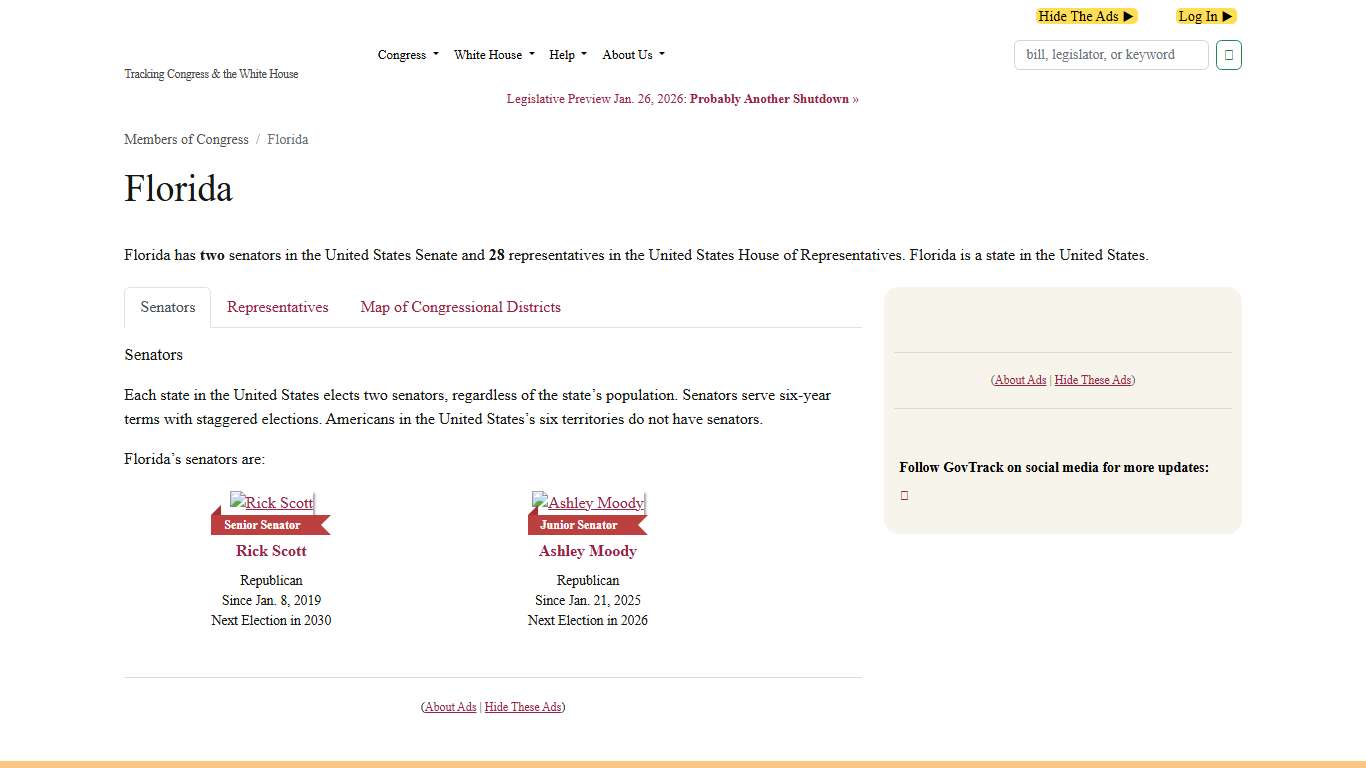 Florida Senators, Representatives, and Congressional District Maps - GovTrack.us